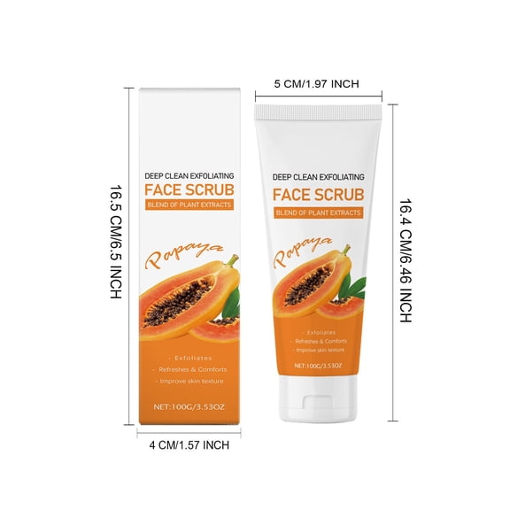 Costeam Papaya Extract Brightening Facial Exfoliating Scrub，Enzyme Rich Formula for Dead Skin Removal and Glow