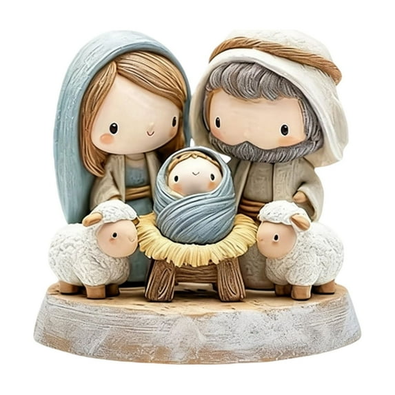 Costeam Premium Cartoon Nativity Scene Rotating Figurine,Stylish Desktop Decor for Holiday Ambiance