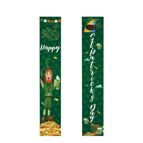 Costeam Premium St Patrick's Day Irish Couplet Banner,Durable Fabric Scroll with Lucky Clover Detail for Home Porch Entrance and Irish Holiday Ambiance