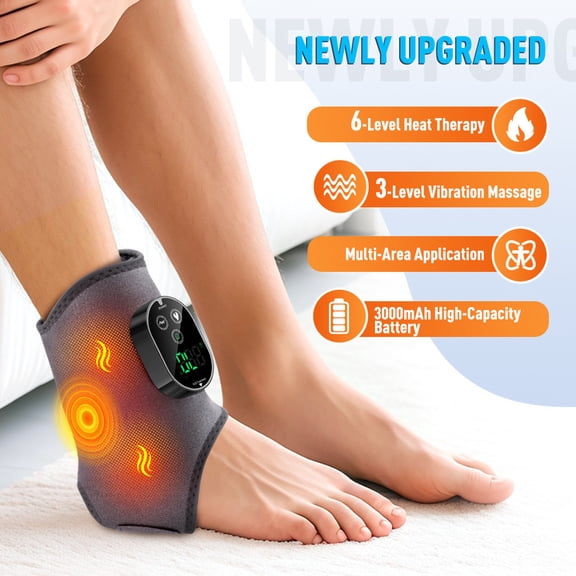 Costeam Rechargeable Heated Ankle Support Brace Hot Compress and Vibration Massage for Ankle Comfort