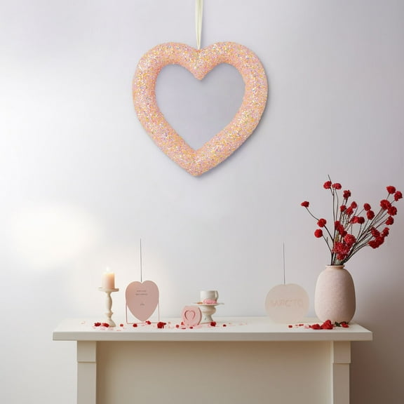 Costeam Romantic Heart-Shaped Valentine's Day Garland, Wedding Proposal Party Door Decor, Indoor Outdoor Scene Decoration