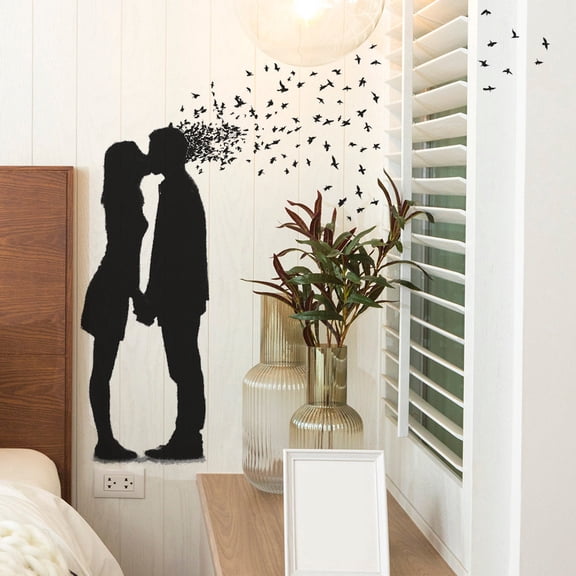 Costeam Romantic Tree Couple Valentines Day Wall Stickers, Adhesive Home Decals, Bedroom Living Room Holiday Decor Accessory