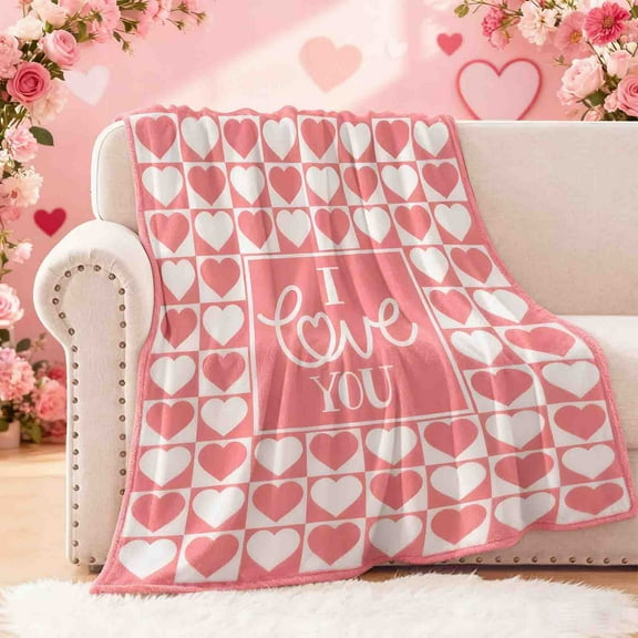 Costeam Romantic Valentine's Day Flannel Blanket, Soft Digital Print Nap Cover, Comfortable Holiday Blanket for Couples