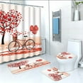 thumbnail image 1 of Costeam Romantic Valentine's Day Shower Curtain Set, 4-Piece Waterproof Bathroom Decor, Dry Wet Separation Partition, 1 of 9