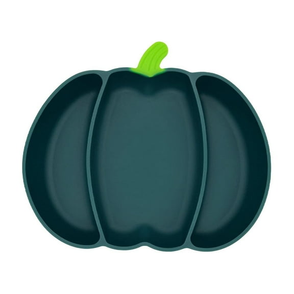 Costeam Silicone Divided Toddler Plates,Portable Non Slip Suction Plates for Children Babies and Kids BPA Free Baby Dinner Plate Halloween Pumpkin Style