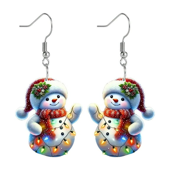 Costeam Snowman Christmas Earrings With Colorful Light,Lightweight Winter Jewelry,Ideal For Winter Celebrations And Gift Giving,Festive Snowman-Themed Earrings For Women