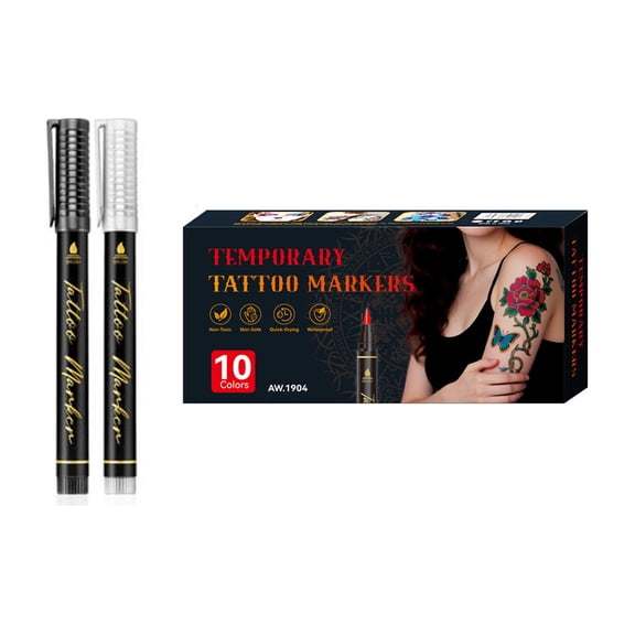 Costeam Soft Tip Body Paint Tattoo Pen Water Based Washable Formula，Flexible Tip Paint Pen for Easy Application Intricate Design Temporary Tattoos and Comfortable Use