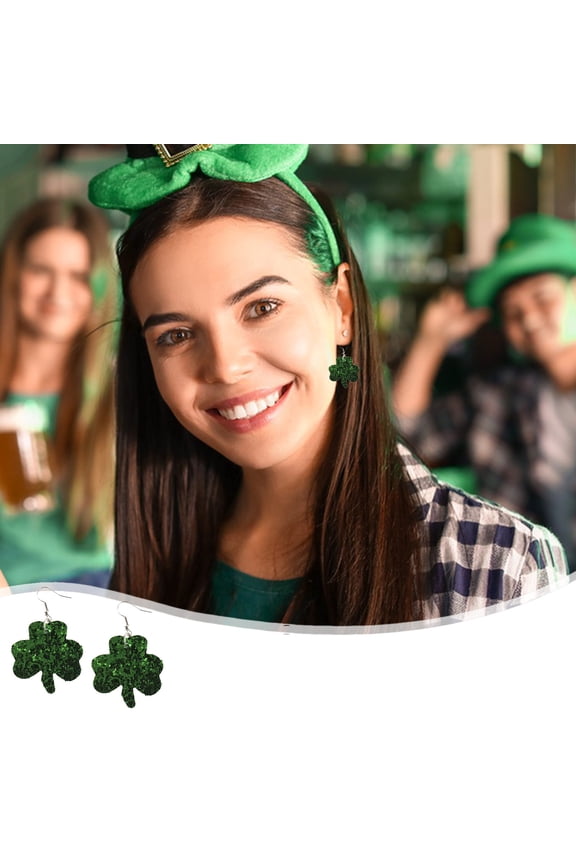 St. Patrick's Day Green Leather Hat-Shaped Earrings, Irish Festival Jewelry, Festive Shamrock Themed Earrings