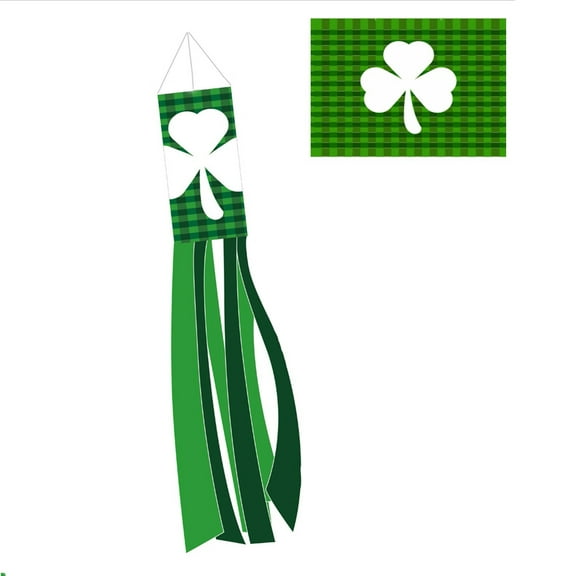 Costeam St. Patrick's Day Polyester Garden Windsock, Irish Festival Party Decor, Weather-Resistant Outdoor Windsock