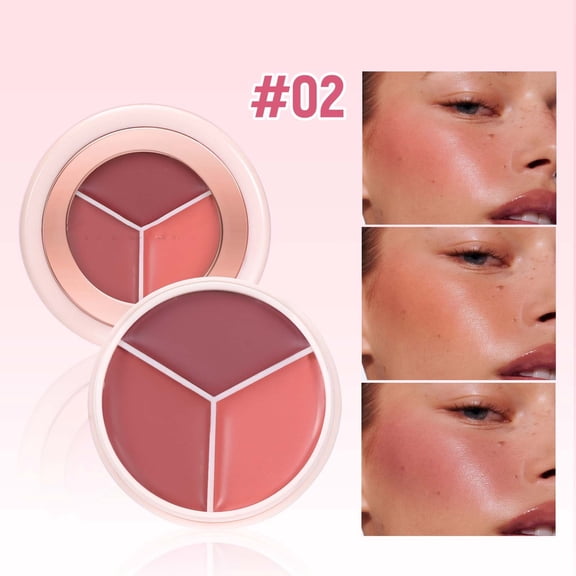Costeam Three Color Blush Palette Powder Blush Set for Natural Cheek Flush,Buildable Pigment for Light and Full Coverage Looks