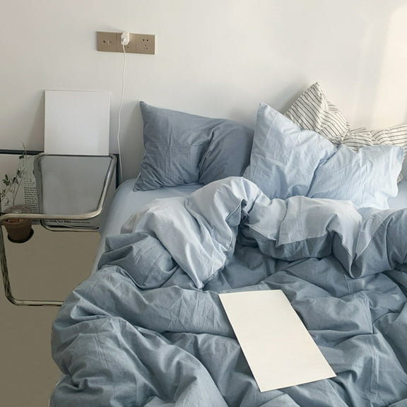 Costeam University Dorm Bedding Ensemble 4 Piece Soft Comfortable Sheet Set Fresh Color Washed Cotton for Student Room Decoration