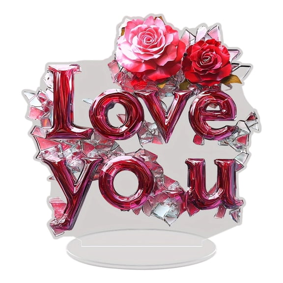 Costeam Valentine Day "I Love You" Broken Letter Acrylic Ornament ,Festive Ambiance Prop