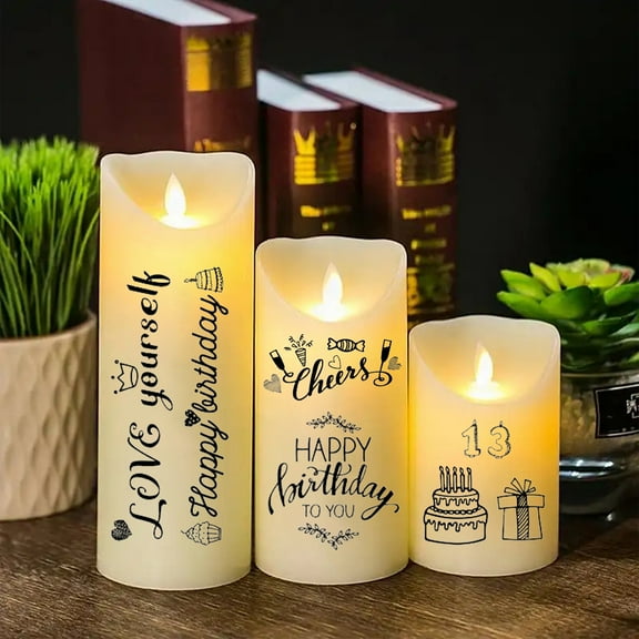 Costeam Valentine's Day Birthday Party Mood Candles, Water Sticker Themed Decorative Candles, Romantic Holiday Activity Light