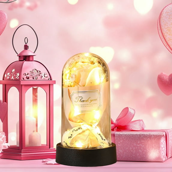 Costeam Valentine’s Day Luminous Soap Flower Bouquet forever Flowers Companion Gift for Tanabata Birthday Girlfriend