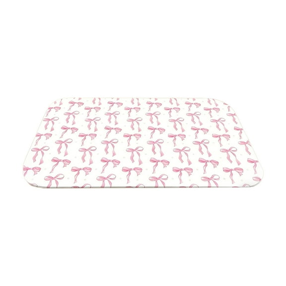 Costeam Valentine's Day Pink Bow Pattern Carpet,Soft Fluffy Floor Mat For Home Entryway And Holiday Ambiance