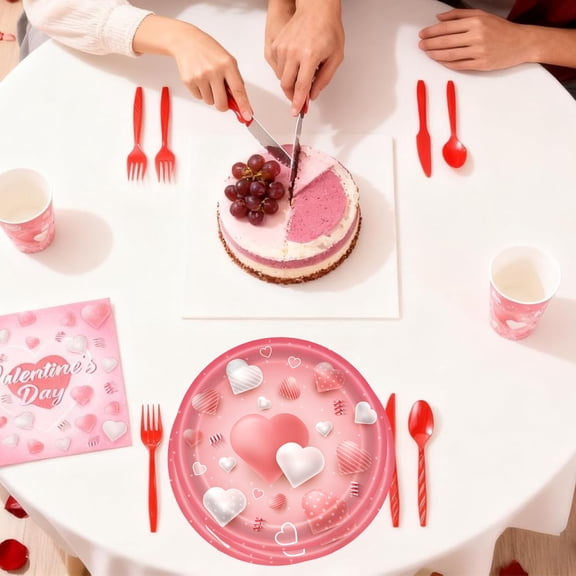 Costeam Valentines Day 24 Piece Party Plates,Festive Dinnerware,Multi Occasion Decor and Gift,Suitable for Birthday and Baby Party Celebrations