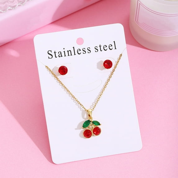 Costeam Valentines Day 304 Stainless Steel Collarbone Jewelry Set,Necklace and Earrings,Sweet Light Design,Luxurious Holiday Gift