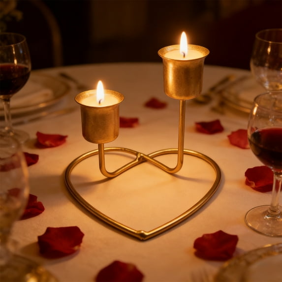 Costeam Valentines Day Wrought Iron Heart Candle Holders, Romantic Table Centerpieces for Candlelight Dinner, Home Party and Wedding