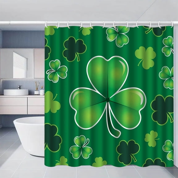 Costeam Waterproof St. Patrick's Day Shower Curtain, Polyester Bathroom Decor Curtain, Irish Themed Bathroom Accessory