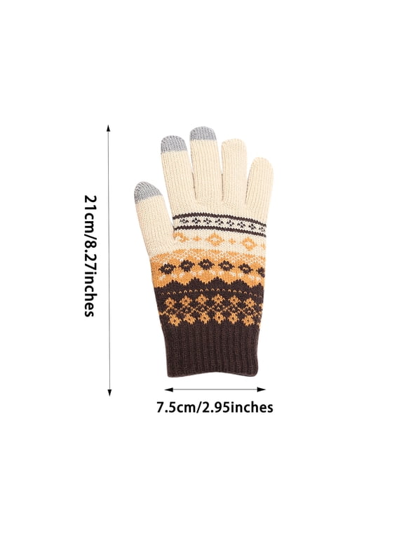 Winter Knit Gloves for Men Women Thermal Fleece Lined Warm Snowflake Patterned Stretchy Full Finger Mittens for Cold Weather Skiing Outdoor Wear Soft Cozy Thick Elastic Winter Accessories