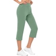 thumbnail image 1 of Costeam Women High Waist Capri Pants Solid Stretch Knit Cropped Leggings Straight Leg Casual Yoga Capris with Side Pockets Lightweight Walking Workout Lounge Trousers, 1 of 8