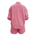 thumbnail image 1 of Costeam Womens 2 Piece Solid Matching Outfit Long Sleeve Crew Neck Top High Waist Wide Leg Pants Side Slip Pockets Soft Stretch Loose Casual Loungewear Two Piece Set, 1 of 5