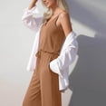 thumbnail image 1 of Costeam Womens 2 Piece Spaghetti Strap Matching Outfit V Neck Sleeveless Cami Top Drawstring Elastic High Waist Wide Leg Pants Side Slip Pockets Soft Stretch Knit Loose Casual Loungewear Set, 1 of 7