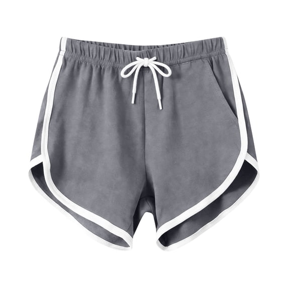 Costeam Womens 3 Piece Retro Sporty Color Block Trim Athletic Shorts Dolphin Hem Casual Active Shorts with Side Pockets Drawstring Elastic Waist Lightweight Breathable Fabric
