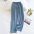 thumbnail image 1 of Costeam Womens Allover Heart Print Crinkled Gauze Wide Leg Pajama Pants Side Inset Hand Pockets Self Tie Drawstring Elastic High Waist Loose Fit Breathable Trouser Bottoms, 1 of 3