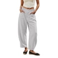 thumbnail image 1 of Costeam Womens Barrel Cropped Cargo Pants Double Knee Stitch Detail Side Slip Pockets Full Drawstring Elastic High Waist Lightweight Loose Ankle Length Utility Casual Trousers, 1 of 7