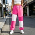 thumbnail image 1 of Costeam Womens Block Color Patchwork Jogger Sweatpants Elastic Drawstring Waist Tapered Jogging Pants Soft Warm Knit Casual Bottoms with Side Pockets Contrast Panel Fall Winter Trousers, 1 of 6