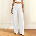 thumbnail image 1 of Costeam Womens Button Front Pleated High Waist Wide Leg Dress Pants Dual Side Inset Hand Pockets Wrinkle Resistant Woven Relaxed Fit Office Casual Palazzo Trousers, 1 of 5