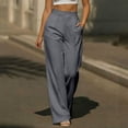 thumbnail image 1 of Costeam Womens Button Front Pleated High Waist Wide Leg Dress Pants Dual Side Inset Hand Pockets Wrinkle Resistant Woven Relaxed Fit Office Casual Palazzo Trousers, 1 of 8
