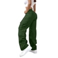 thumbnail image 1 of Costeam Womens Cargo Pants High Waisted Elastic Waist Button Closure with Multi Cargo Pockets Loose Fit Wide Leg Straight Casual Trousers Lightweight Durable Utility Baggy Long Pants, 1 of 7