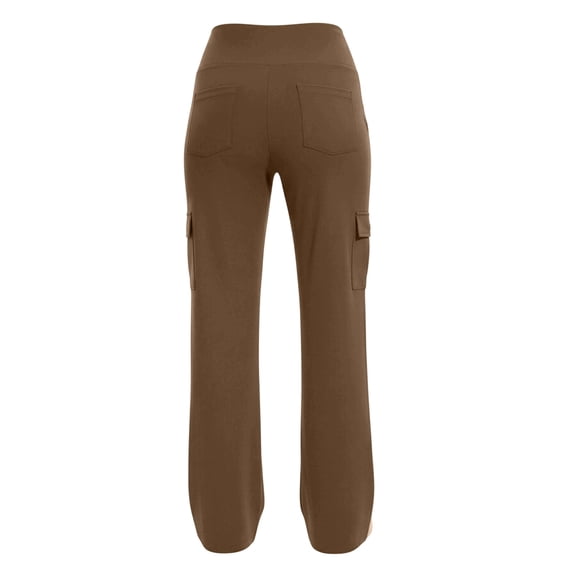 Costeam Womens Cargo Wide Leg Pants High Waist Tummy Control with Side Flap Cargo Pockets 4 Way Stretch Soft Wrinkle Resistant Loose Straight Full Length Relaxed Fit Casual Utility Trousers