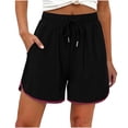 thumbnail image 1 of Costeam Womens Contrast Color Trim Dolphin Hem Running Shorts Deep Side Inset Hand Pockets Adjustable Drawstring Elastic High Waist Quick Dry Casual Workout Athletic Lounge Short Bottoms, 1 of 8