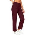 thumbnail image 1 of Costeam Womens Cross Wrap High Waist Straight Leg Pants Dual Side Insert Pockets Stretch Soft Knit Solid Color Cropped Casual Daily Walking Trousers, 1 of 6