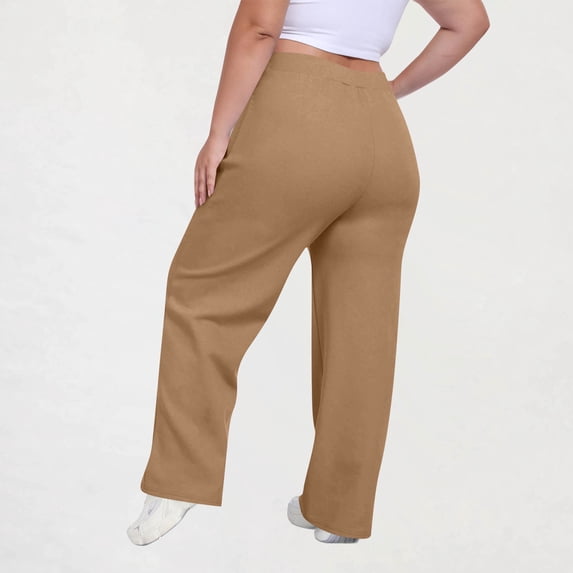 Costeam Womens Drawstring Elastic High Waist Wide Leg Sweatpants Dual Side Patch Hand Pockets Loose Flow Full Length French Terry Casual Lounge Long Trousers
