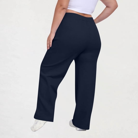 Costeam Womens Drawstring Elastic High Waist Wide Leg Sweatpants Dual Side Patch Hand Pockets Loose Flow Full Length French Terry Casual Lounge Long Trousers