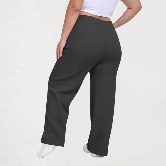 Costeam Womens Drawstring Elastic High Waist Wide Leg Sweatpants Dual Side Patch Hand Pockets Loose Flow Full Length French Terry Casual Lounge Long Trousers