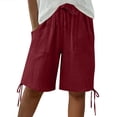 thumbnail image 1 of Costeam Womens Drawstring Waist Crinkle Texture Casual Shorts with Adjustable Hem and Side Pockets Loose Fit Knee Length Summer Everyday Shorts, 1 of 9