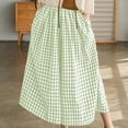 thumbnail image 1 of Costeam Womens Gingham Plaid Midi Skirt Elastic Waist with Side Pockets Flowy A Line Casual Summer Beach Multi Color Skirts, 1 of 5