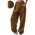 thumbnail image 1 of Costeam Womens Heather Fleece Jogger Sweatpants Loose Casual Tapered Trousers Elastic Ruched Waist Cuffed Ankle Pants with Back Pocket Soft Athletic Loungewear Pants, 1 of 5