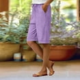thumbnail image 1 of Costeam Womens Heather Jersey Knit Bermuda Lounge Shorts Dual Side Slant Hand Pockets Adjustable Drawstring Elastic High Waist Cuffed Hem Loose Fit Mid Knee Casual Sleep Short Pants, 1 of 9
