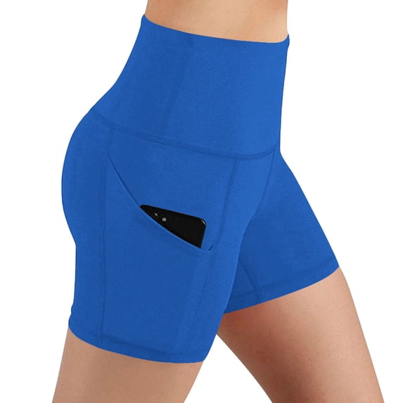 Costeam Womens High Waist Biker Shorts Compression Stretchy Fabric with Side Phone Pockets Tummy Control Soft Breathable Workout Athletic Short Leggings