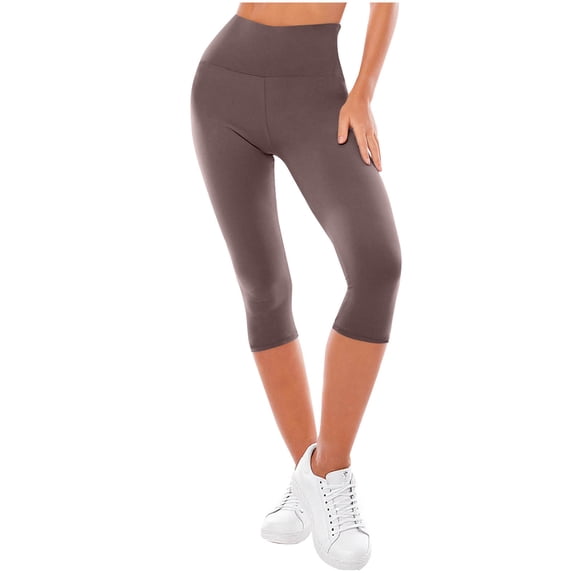 Costeam Womens High Waist Capri Leggings Buttery Soft Stretch Fabric Tummy Control Non See Through Multi Color Casual Everyday Stretchy Bottom Pants