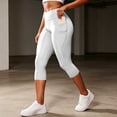 thumbnail image 1 of Costeam Womens High Waist Capri Yoga Pants Dual Side Phone Pockets Tummy Control 4 Way Stretch Non See Through Compression Athletic Workout Running Leggings, 1 of 7