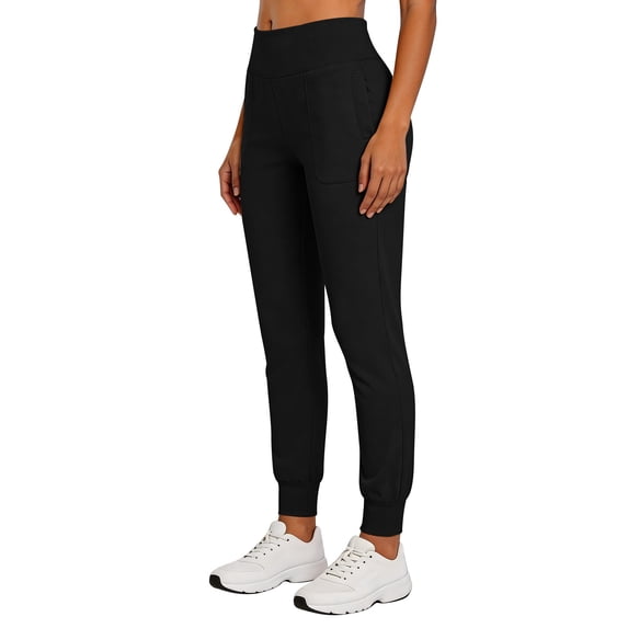 Costeam Womens High Waist Jogger Yoga Pants Dual Side Square Patch Pockets 4 Way Stretch Tummy Control Non See Through Full Length Athletic Workout Casual Long Pants