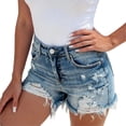 thumbnail image 1 of Costeam Womens High Waist Ripped Denim Shorts Distressed Cuffed Hem Casual Jean Shorts with Pockets Stretchy Frayed Raw Hem Summer Everyday Short Jeans, 1 of 5