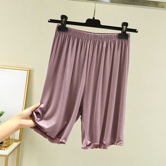 Costeam Womens High Waisted Five Point Pajama Shorts Solid Color Thin Soft Breathable Elastic Waist Lightweight Comfy Loose Fit Sleep Loungewear Bottoms